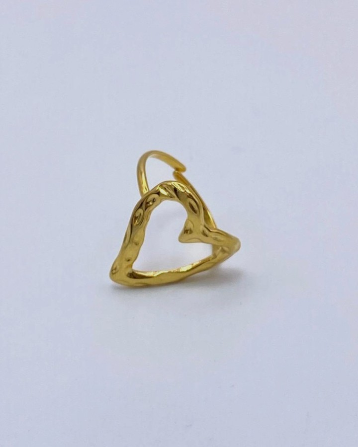 ANILLO AJUSTABLE CORAZÓN IRREGULAR - ACERO INOXIDABLE