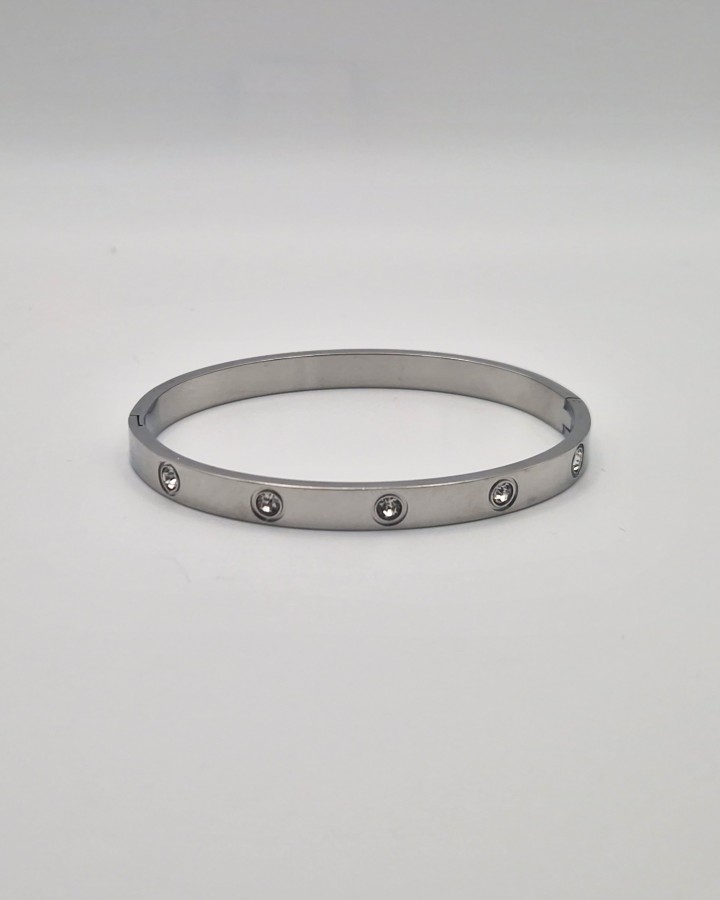 PULSERA RÍGIDA BRILLANTES - ACERO INOXIDABLE
