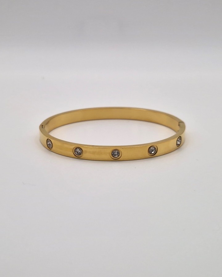 PULSERA RÍGIDA BRILLANTES - ACERO INOXIDABLE