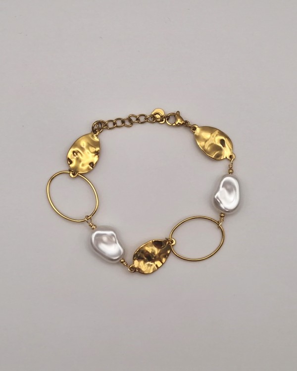 PULSERA DE CADENA CON PERLAS - ACERO INOXIDABLE