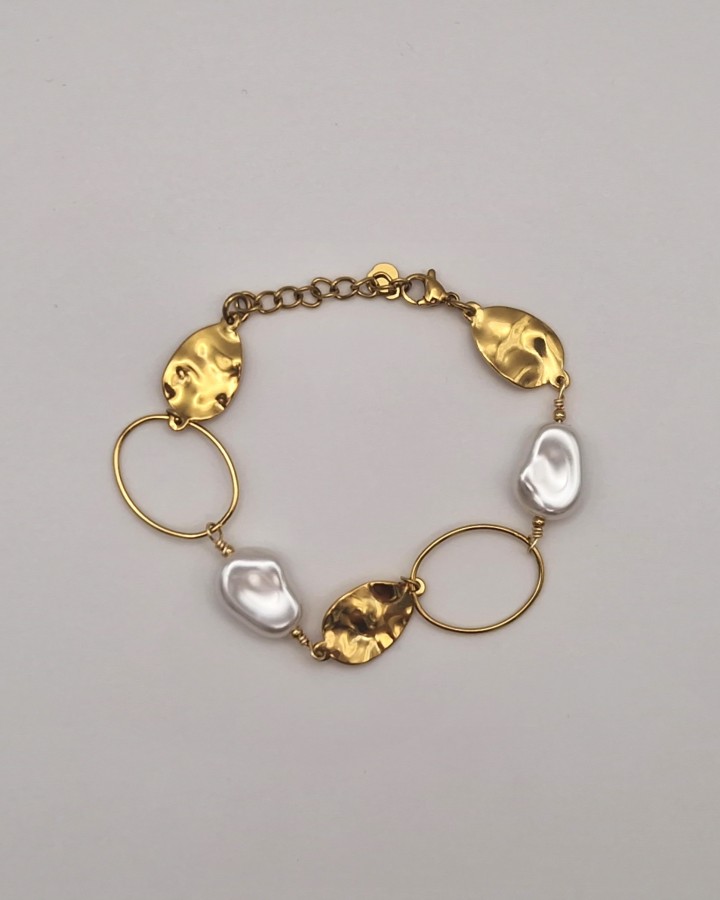 PULSERA DE CADENA CON PERLAS - ACERO INOXIDABLE