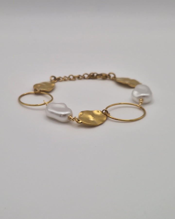 PULSERA DE CADENA CON PERLAS - ACERO INOXIDABLE