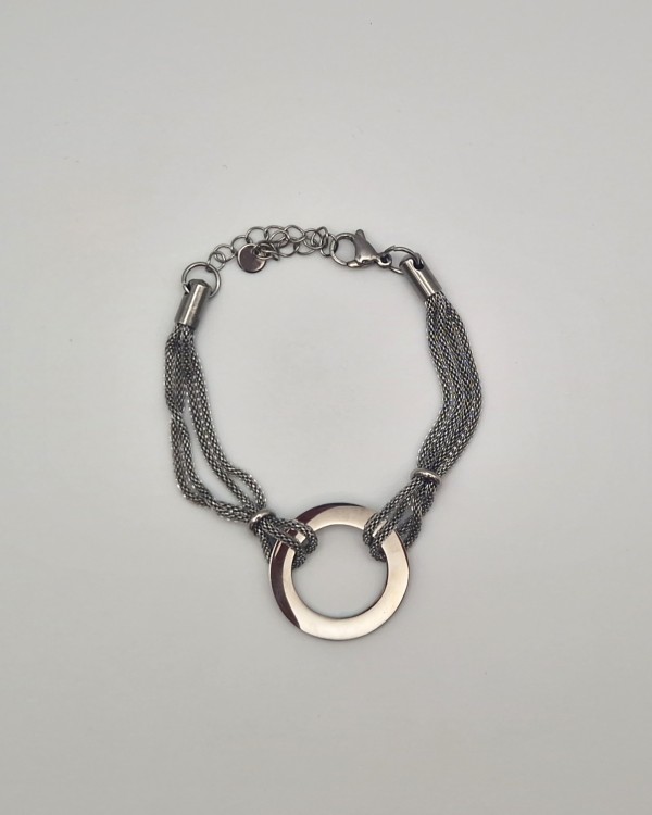 PULSERA CORDÓN EFECTO MALLA - ACERO INOXIDABLE