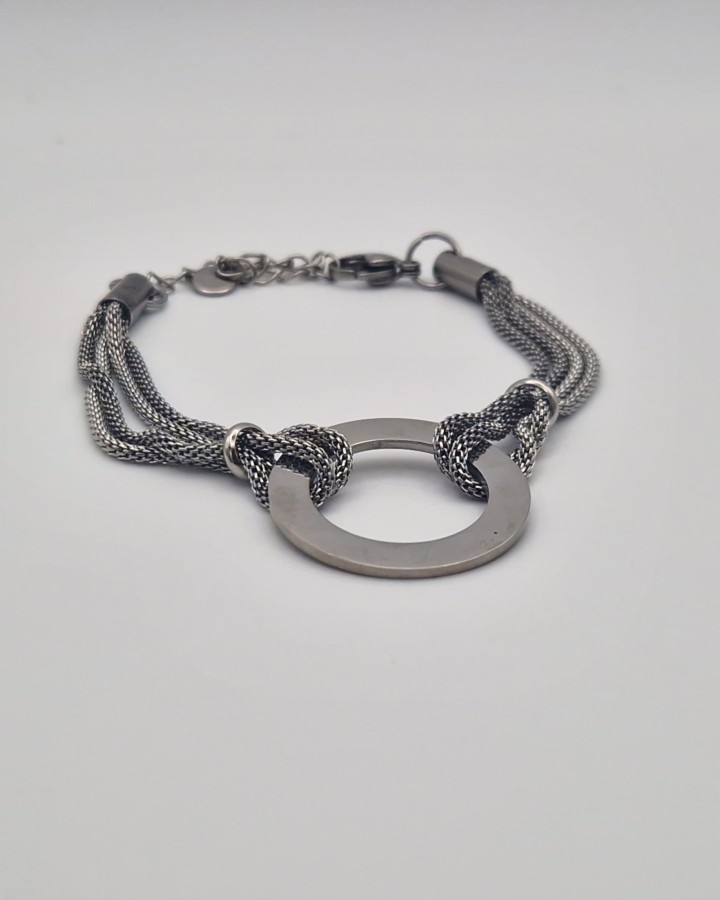 PULSERA CORDÓN EFECTO MALLA - ACERO INOXIDABLE