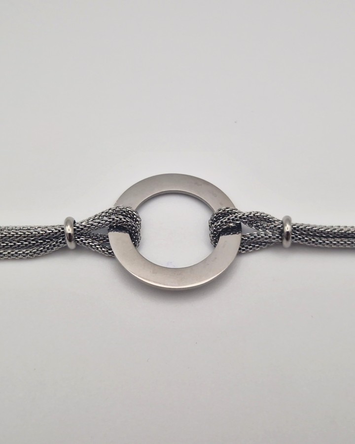 PULSERA CORDÓN EFECTO MALLA - ACERO INOXIDABLE