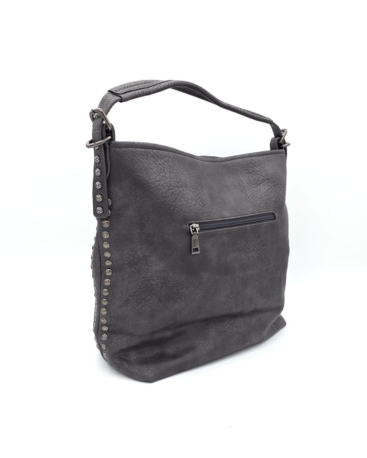 BOLSO SHOPPER EFECTO PIEL TACHUELAS LATERALES
