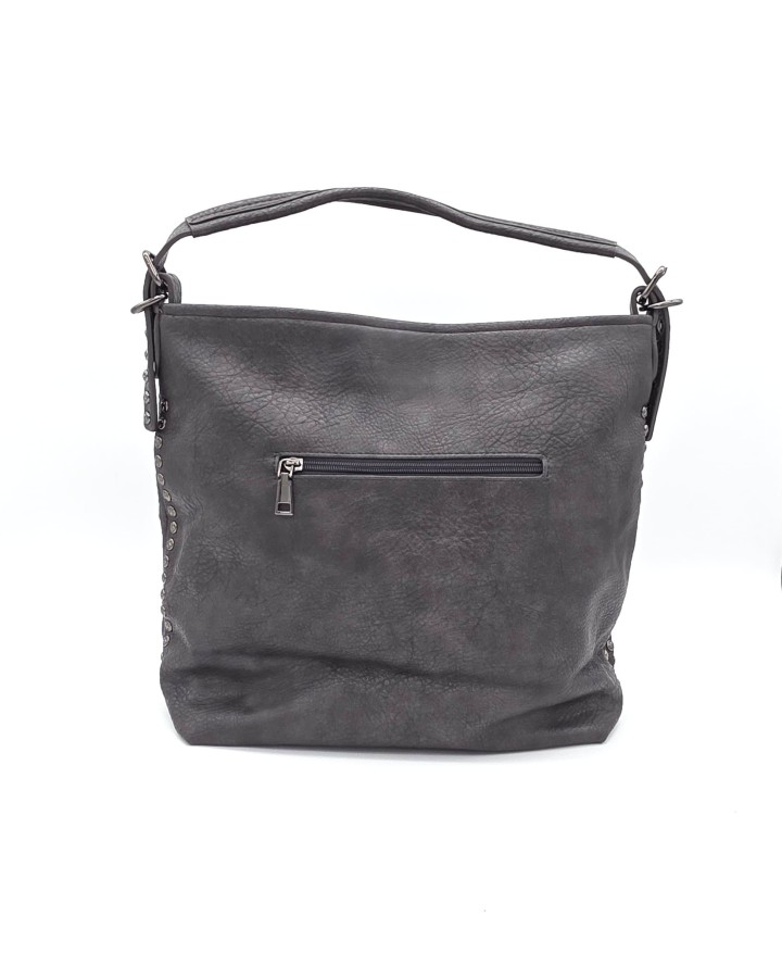 BOLSO SHOPPER EFECTO PIEL TACHUELAS LATERALES