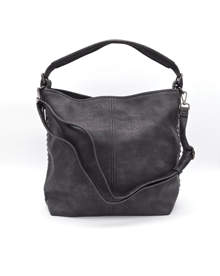 BOLSO SHOPPER EFECTO PIEL TACHUELAS LATERALES