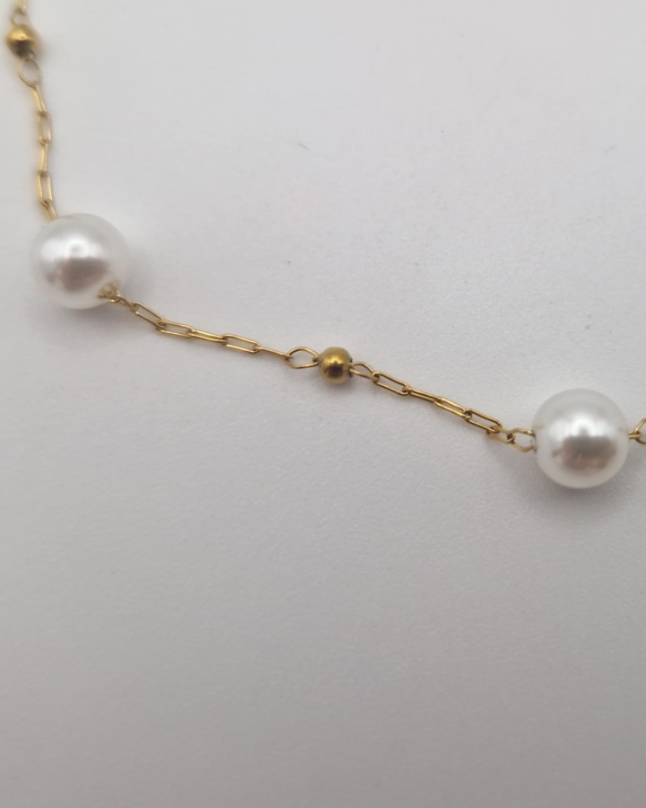 COLLAR CADENA CON PERLAS - ACERO INOXIDABLE