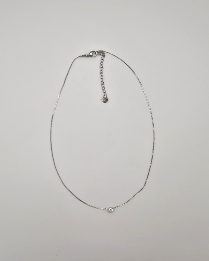 COLLAR CADENA FINA CON BRILLANTE - ACERO INOXIDABLE