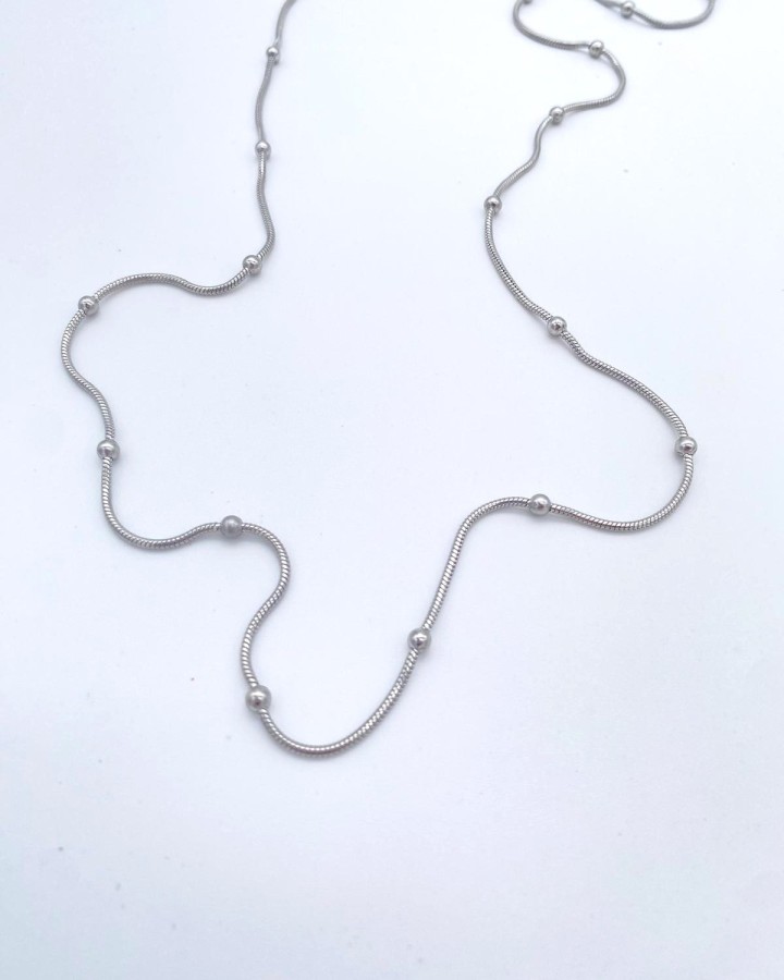 COLLAR LARGO BOLITAS 90 cm - ACERO INOXIDABLE