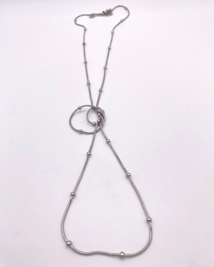 COLLAR LARGO BOLITAS 90 cm - ACERO INOXIDABLE