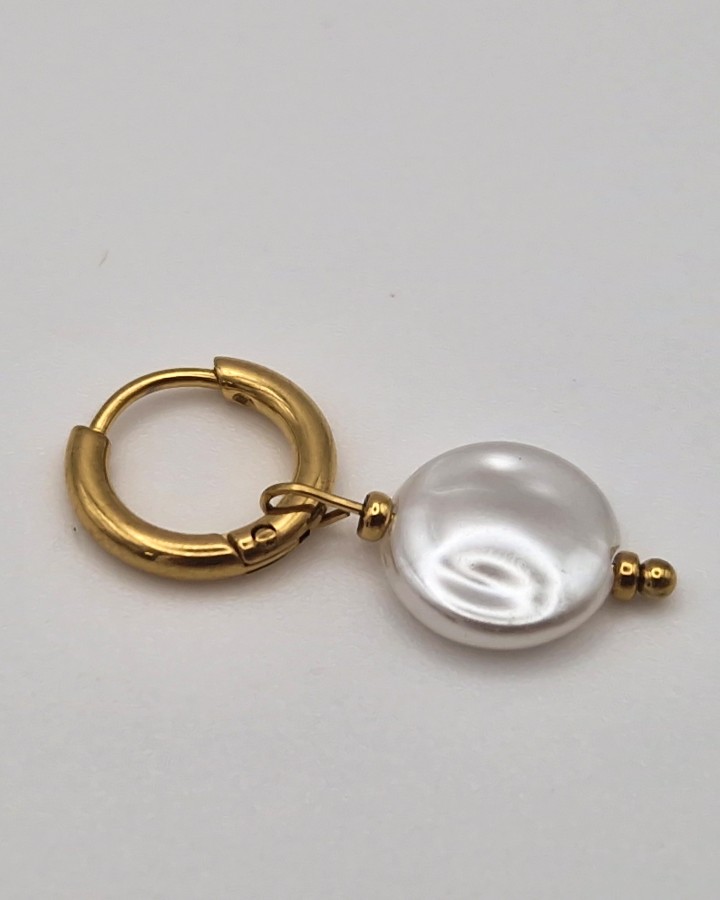 AROS PEQUEÑOS CON PERLA - ACERO INOXIDABLE