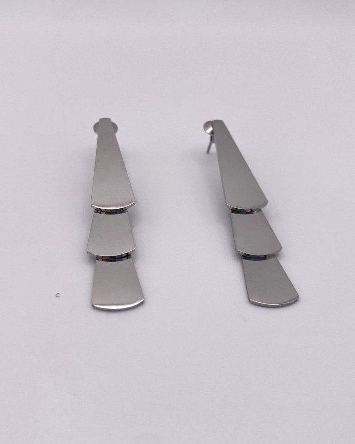 PENDIENTES LARGOS 3 NIVELES - ACERO INOXIDABLE