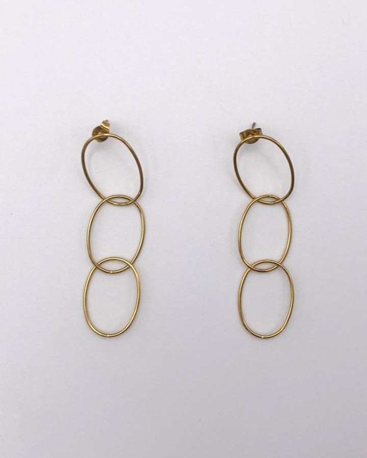 PENDIENTES LARGOS OVALOS ENTRELAZADOS - ACERO INOXIDABLE