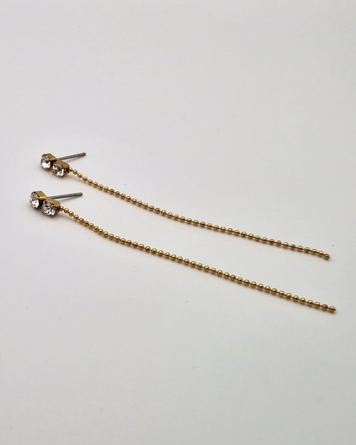 PENDIENTES LARGOS CON BRILLANTE - ACERO INOXIDABLE