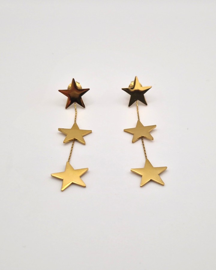 PENDIENTES LARGOS ESTRELLAS - ACERO INOXIDABLE