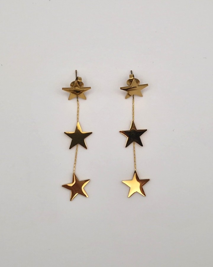PENDIENTES LARGOS ESTRELLAS - ACERO INOXIDABLE