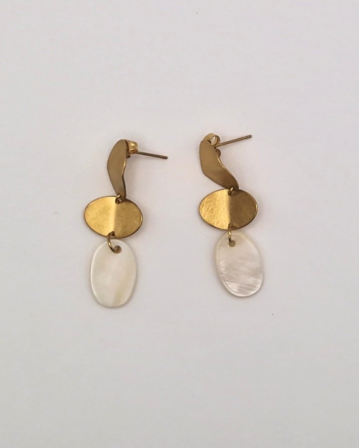 PENDIENTES LARGOS NACARADOS - ACERO INOXIDABLE