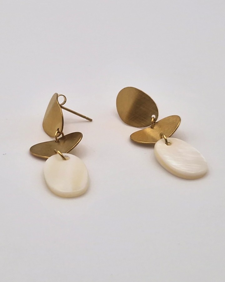 PENDIENTES LARGOS NACARADOS - ACERO INOXIDABLE