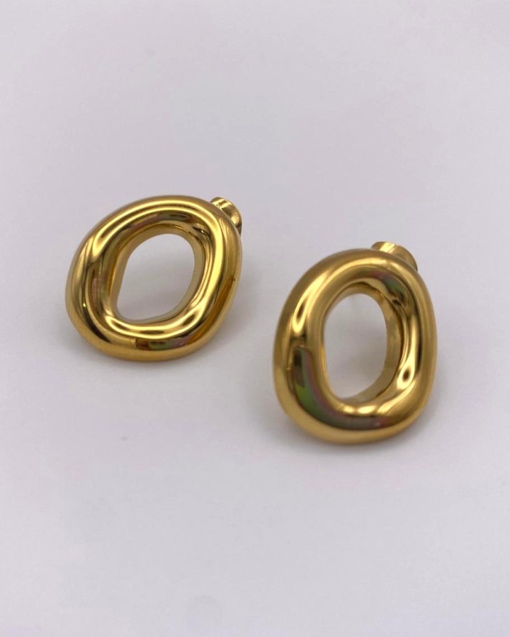 PENDIENTES OVAL IRREGULAR - ACERO INOXIDABLE