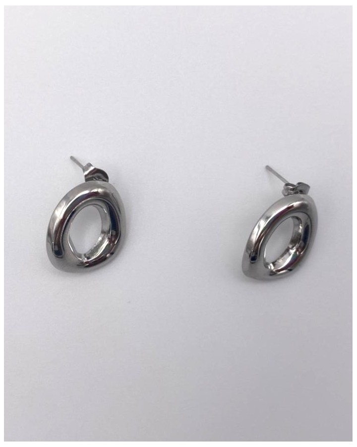 PENDIENTES OVAL IRREGULAR - ACERO INOXIDABLE