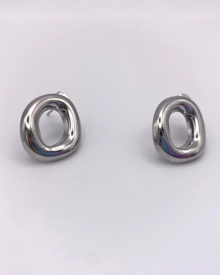 PENDIENTES OVAL IRREGULAR - ACERO INOXIDABLE