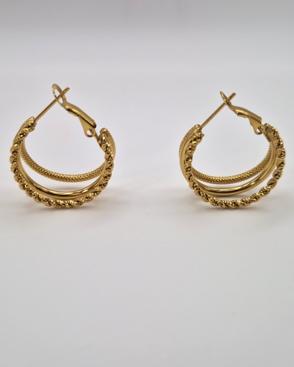 PENDIENTES TRIPLE ARO - ACERO INOXIDABLE